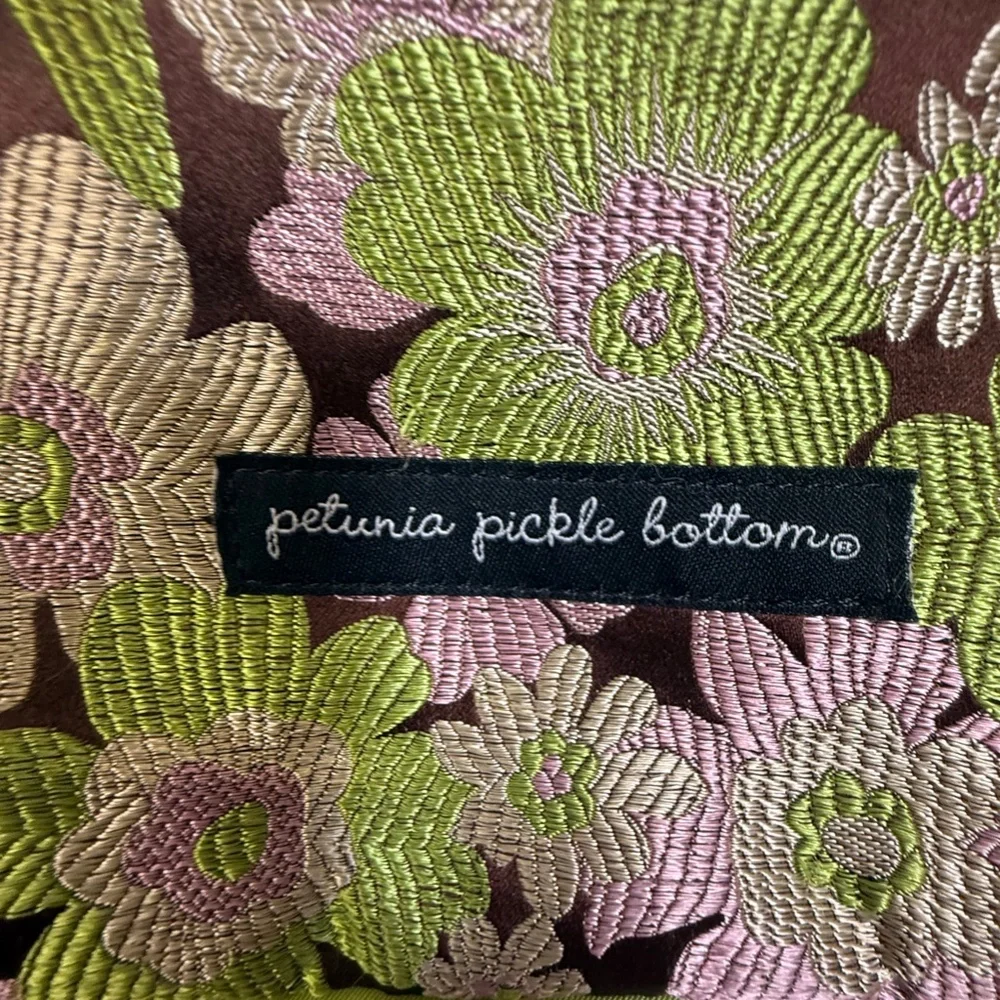 Petunia Pickle Bottom Boxy Backpack, Green Floral, Vintage, Shoulder Strap